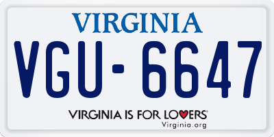 VA license plate VGU6647