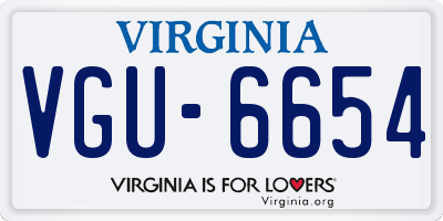 VA license plate VGU6654