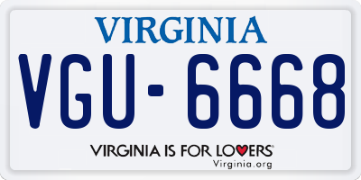 VA license plate VGU6668