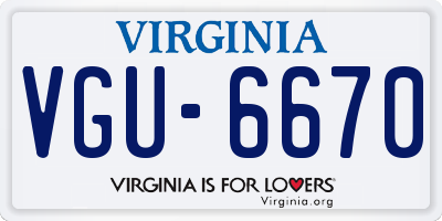 VA license plate VGU6670