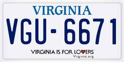 VA license plate VGU6671