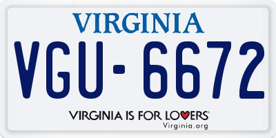 VA license plate VGU6672