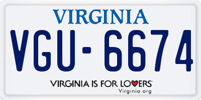 VA license plate VGU6674