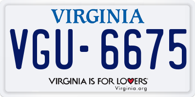 VA license plate VGU6675