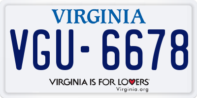 VA license plate VGU6678