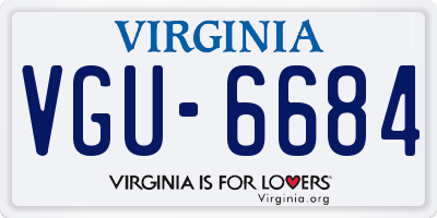 VA license plate VGU6684
