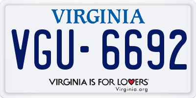 VA license plate VGU6692