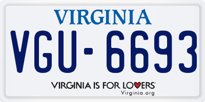 VA license plate VGU6693