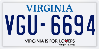 VA license plate VGU6694