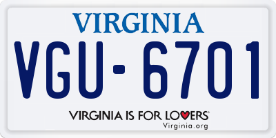 VA license plate VGU6701