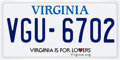 VA license plate VGU6702