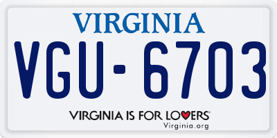 VA license plate VGU6703
