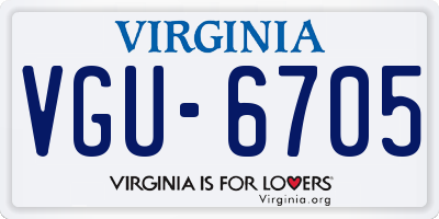VA license plate VGU6705