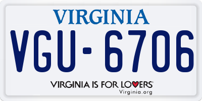 VA license plate VGU6706