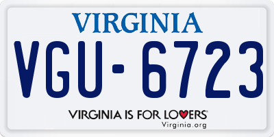 VA license plate VGU6723
