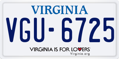 VA license plate VGU6725
