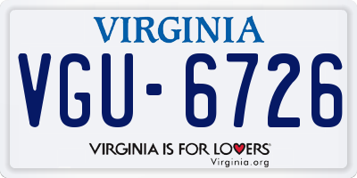 VA license plate VGU6726