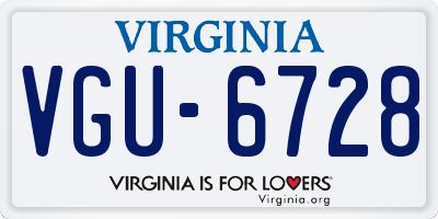 VA license plate VGU6728