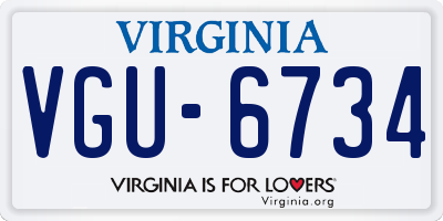 VA license plate VGU6734