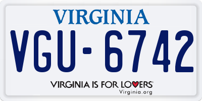VA license plate VGU6742