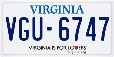 VA license plate VGU6747