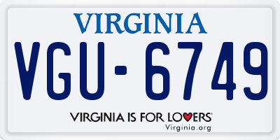 VA license plate VGU6749