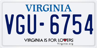 VA license plate VGU6754