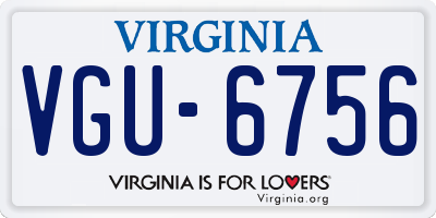 VA license plate VGU6756