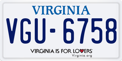 VA license plate VGU6758