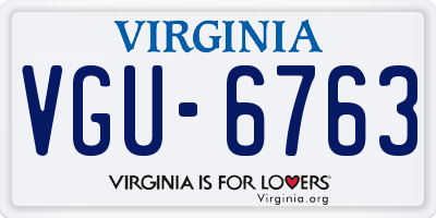 VA license plate VGU6763