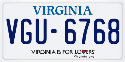 VA license plate VGU6768