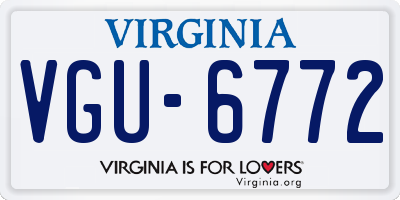 VA license plate VGU6772