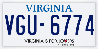 VA license plate VGU6774