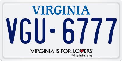 VA license plate VGU6777