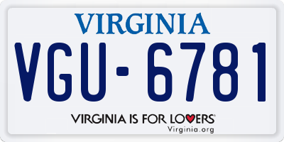 VA license plate VGU6781