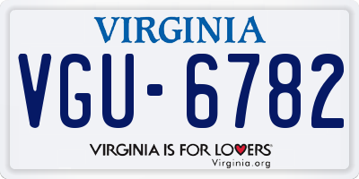 VA license plate VGU6782