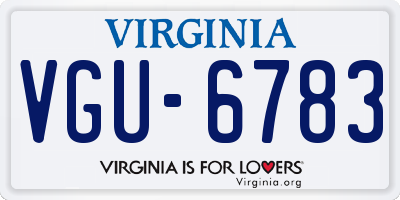 VA license plate VGU6783