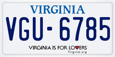 VA license plate VGU6785