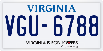 VA license plate VGU6788