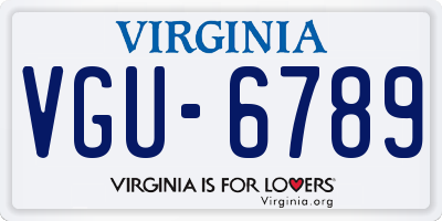 VA license plate VGU6789