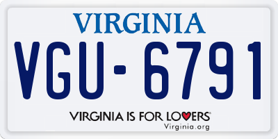 VA license plate VGU6791