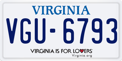 VA license plate VGU6793