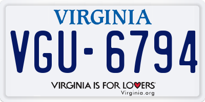 VA license plate VGU6794