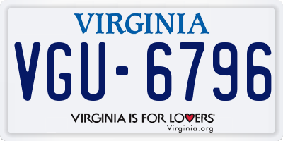 VA license plate VGU6796