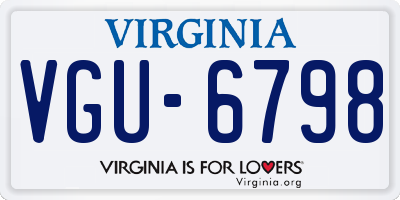 VA license plate VGU6798