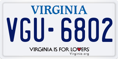 VA license plate VGU6802
