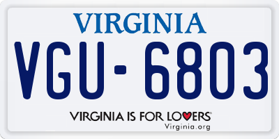 VA license plate VGU6803