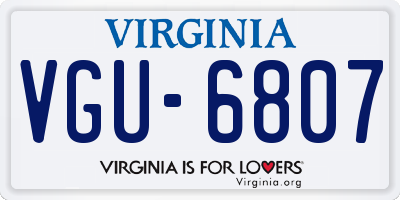 VA license plate VGU6807