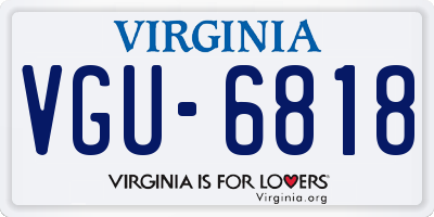 VA license plate VGU6818