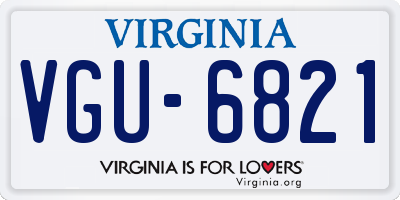 VA license plate VGU6821